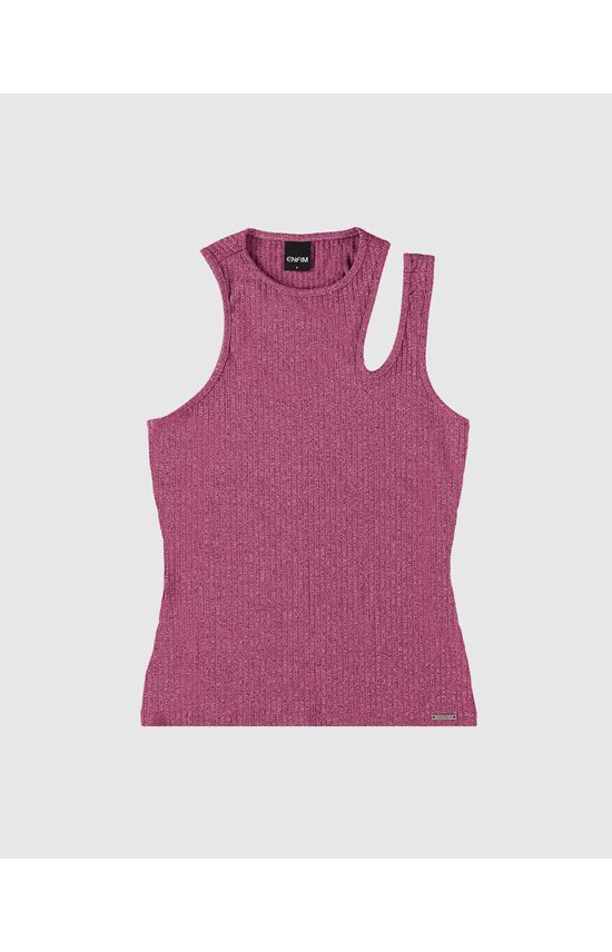 Blusa Feminina Decote Assimétrico Em Malha Canelada Rajada - ENFIM