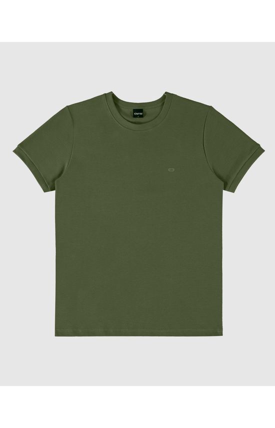 Camiseta Masculina Slim Bordado Peitoral Em Malha Texturizada - ENFIM