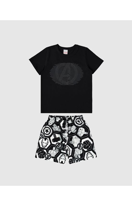 Conjunto Infantil Menino Bermuda Estampada Avengers Micofibra Malwee Kids