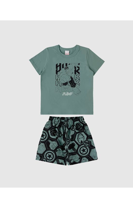 Conjunto Infantil Menino Bermuda Estampada Avengers Micofibra Malwee Kids