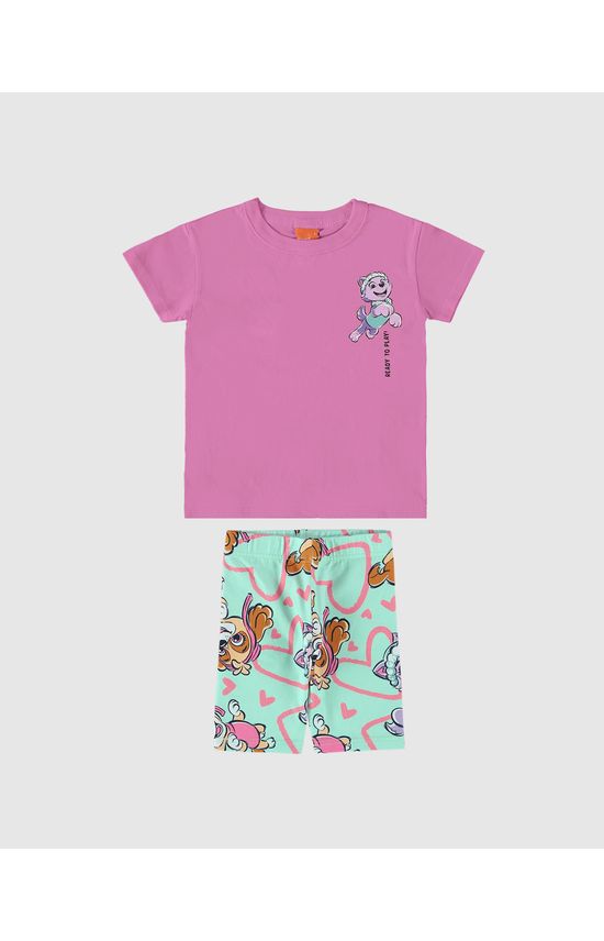Conjunto Infantil Menina Bermuda Estampada Patrulha Canina Malwee Kids