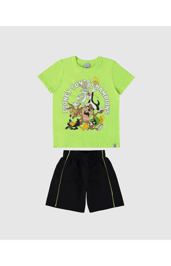 Conjunto Infantil Menino Champions Looney Tunes Em Algodão Malwee Kids