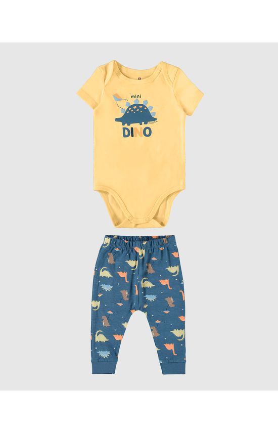 Conjunto Infantil Menino Body Dino + Calça Em Algodão Malwee Kids