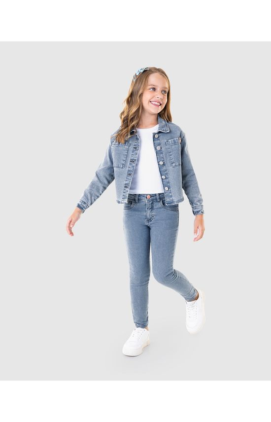 Jaqueta Infantil Menina Ampla Barra Arredondada Jeans Moletom Malwee Kids