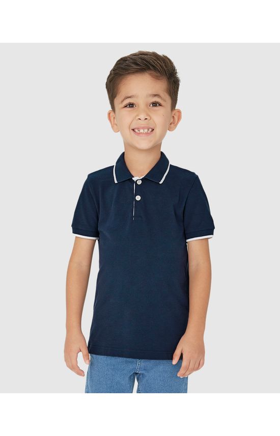 Camisa Polo Infantil Menino Peitilho Frontal Em Piquet Stretch Malwee Kids