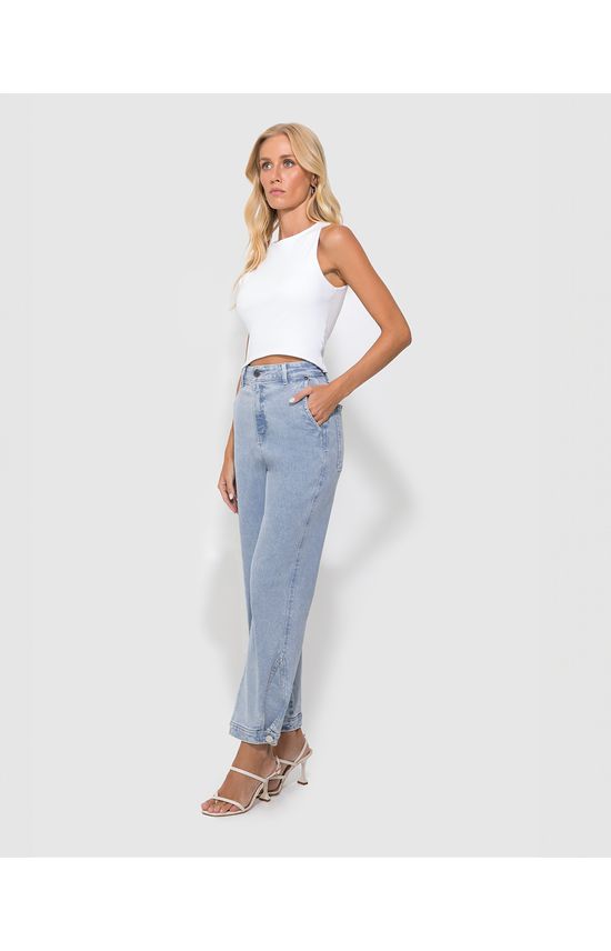 Calça Feminina Reta 90's Abertura Lateral Em Jeans Com Elastano - ENFIM