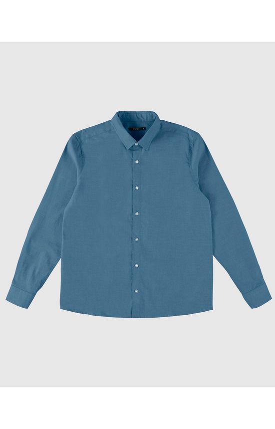 Camisa Masculina Manga longa Em Algodão Com Linho - ENFIM