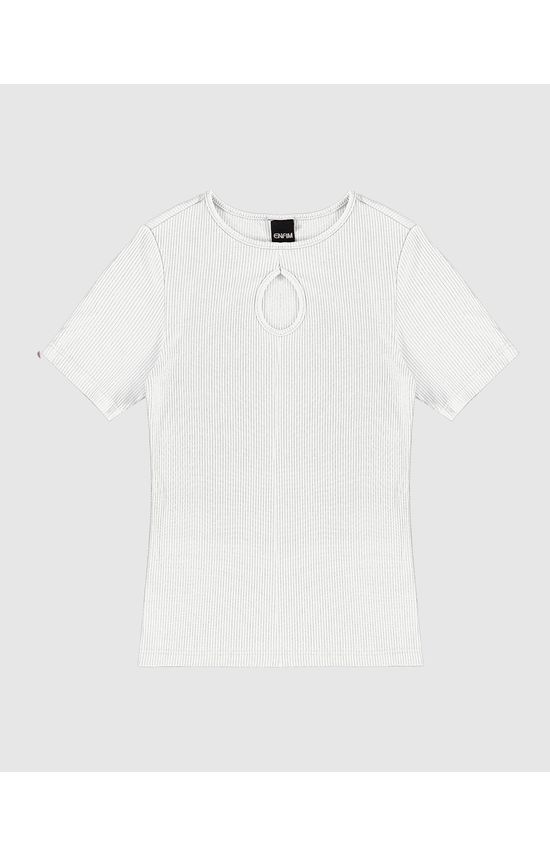 Blusa Feminina Decote Com Detalhe Vazado Malha Canelada De Viscose - ENFIM