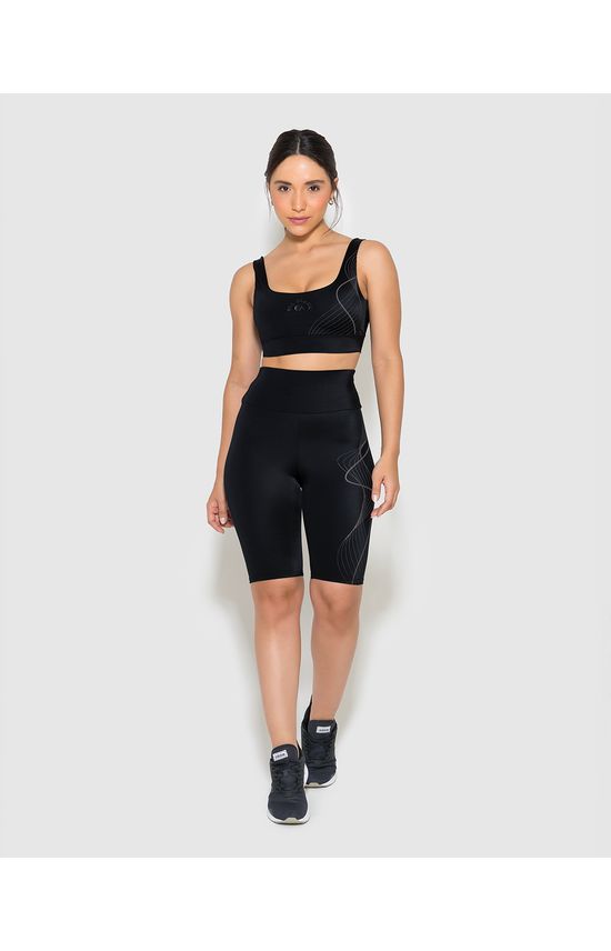 Bermuda Feminina Estampa Refletiva Tecnologia Lycra® Black - ENFIM