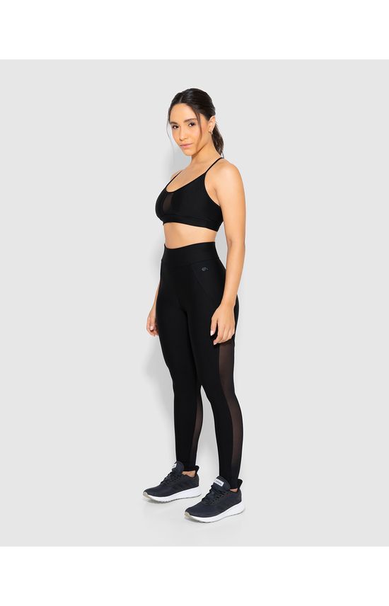 Calça Legging Recorte Tule Em Malha Dry E Proteção UV50+ - ENFIM