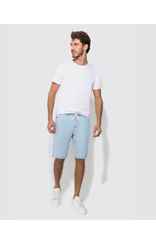 Bermuda Chino Masculina Cós Elástico Em Jeans 100% Algodão - ENFIM