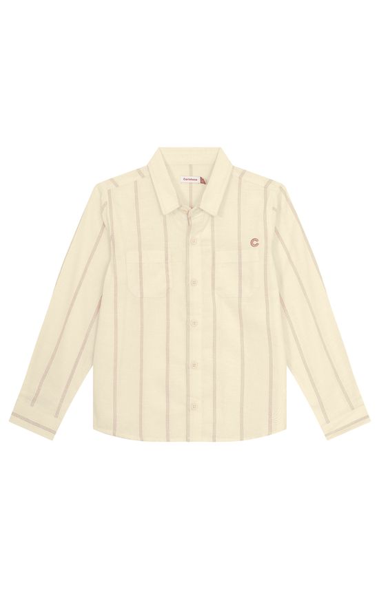 Camisa Menino Manga Longa Listrada Em Algodão - Carinhoso