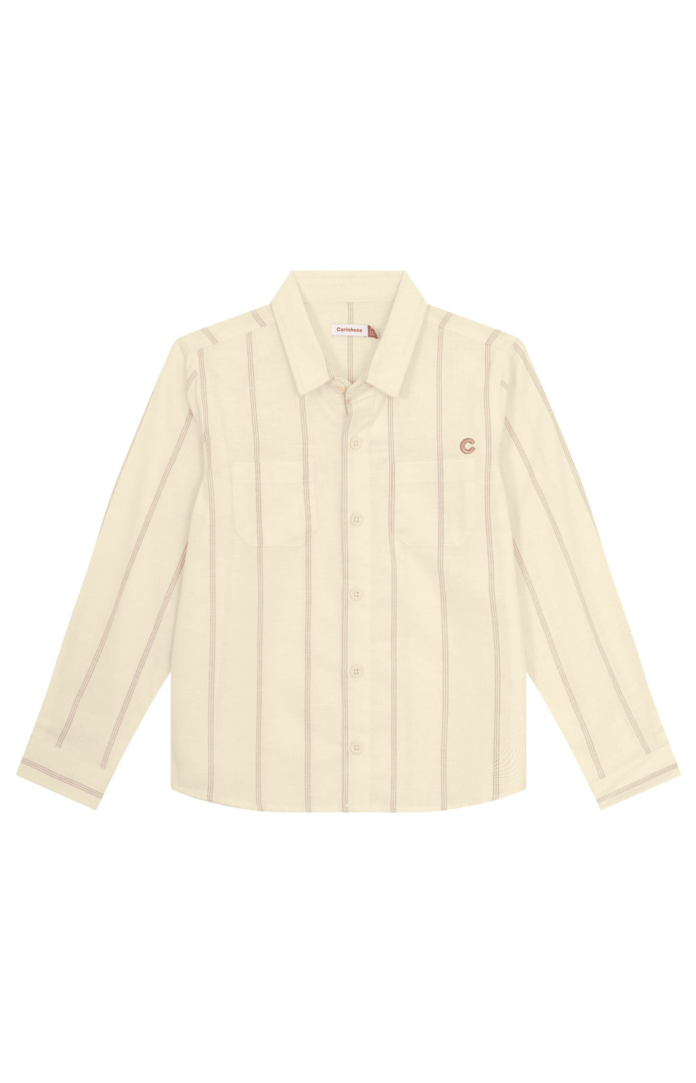 Camisa Menino Manga Longa Listrada em Algodão - Carinhoso