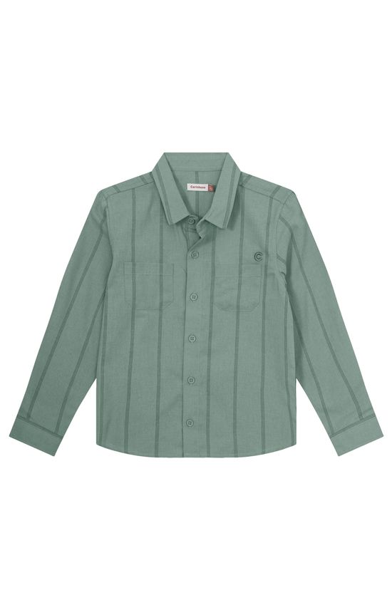 Camisa Menino Manga Longa Listrada Em Algodão - Carinhoso