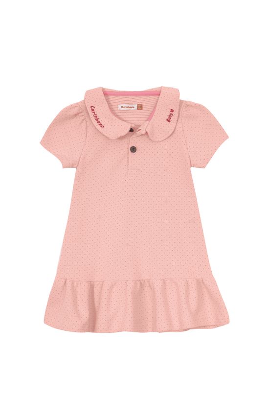 Vestido Polo Menina Com Bordado Em Piquet Losango - Carinhoso