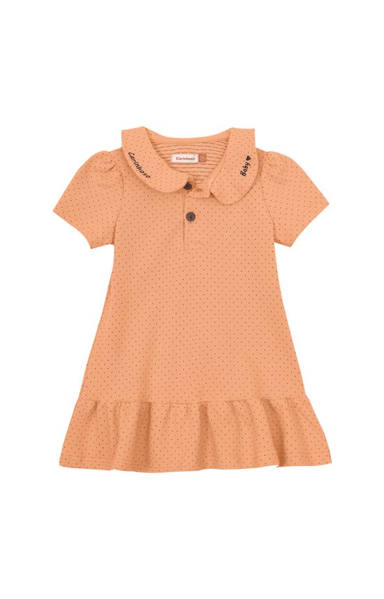 Vestido Polo Menina Com Bordado Em Piquet Losango - Carinhoso