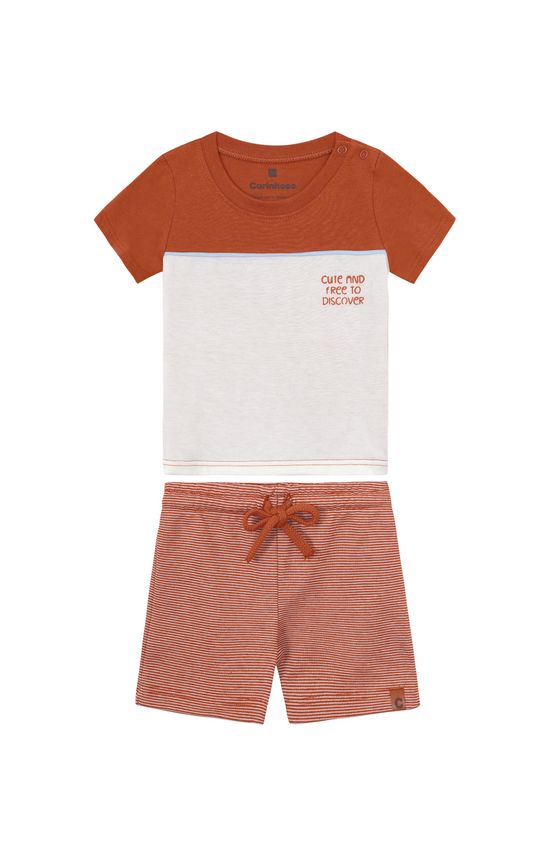 Conjunto Menino Bermuda Comfort Em Moletom Piquet - Carinhoso