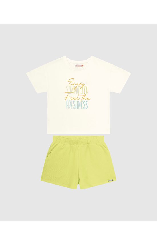 Conjunto Menina Enjoy Simplicity Feel The Freshness Em Algodão - Carinhoso