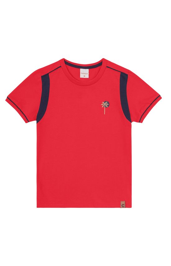 Camiseta Menino Recortes Frontais Em Algodão - Carinhoso