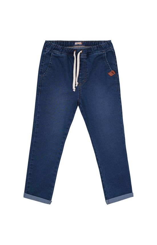 Calça Menino Jogger Com Cadarço Em Jeans Com Elastano - Carinhoso