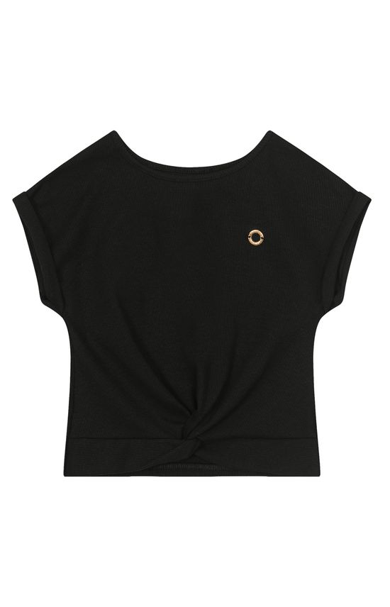 Blusa Menina Cropped Torção Frontal Em Ribana - Carinhoso