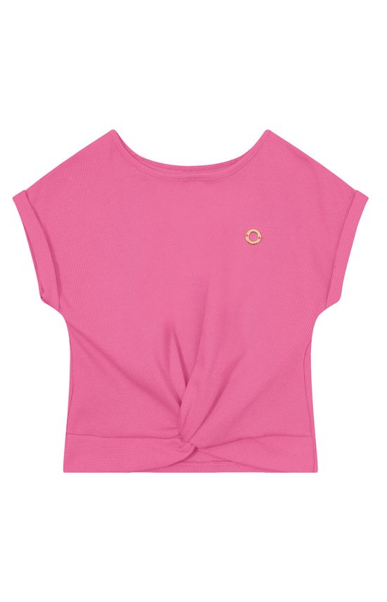 Blusa Menina Cropped Torção Frontal Em Ribana - Carinhoso