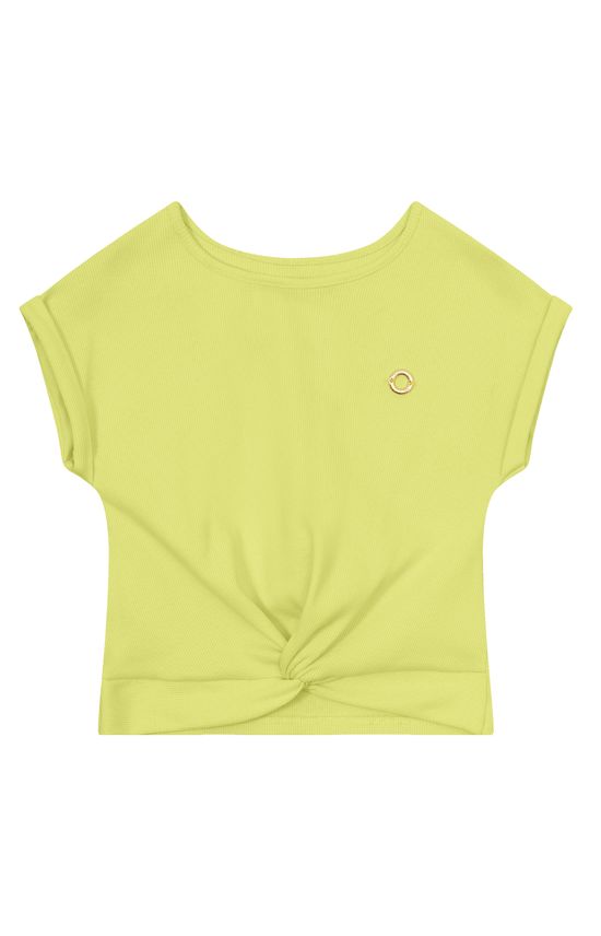 Blusa Menina Cropped Torção Frontal Em Ribana - Carinhoso