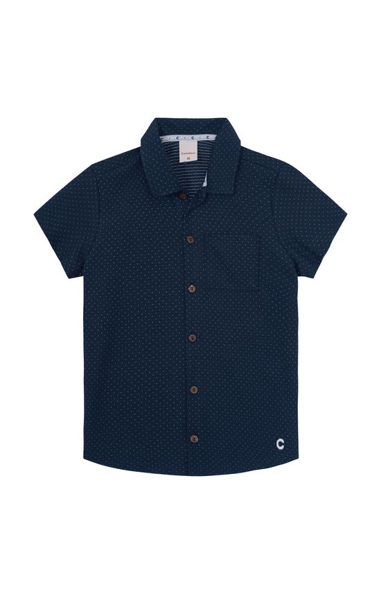 Camisa Menino Manga Curta Bolso Frontal Em Piquet Losango - Carinhoso