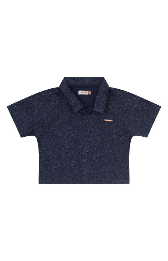 Blusa Menina Cropped Com Peitilho Frontal Em Algodão - Carinhoso
