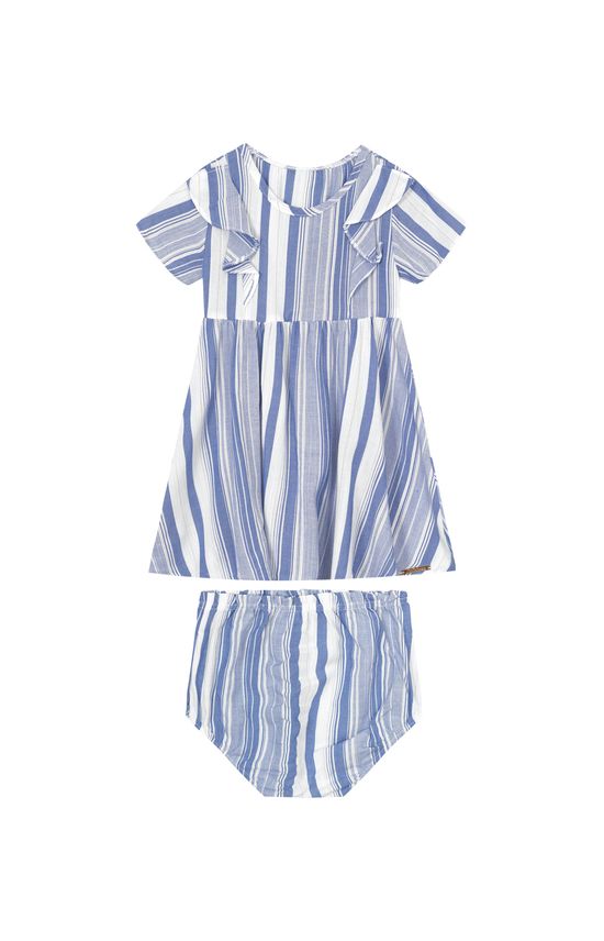 Conjunto Menina Vestido Listrado + Calcinha Em Viscose Lurex - Carinhoso