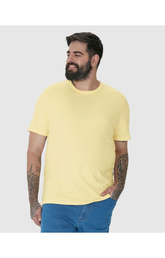 Camiseta Básica Masculina Plus Size Decote Redondo Em Algodão