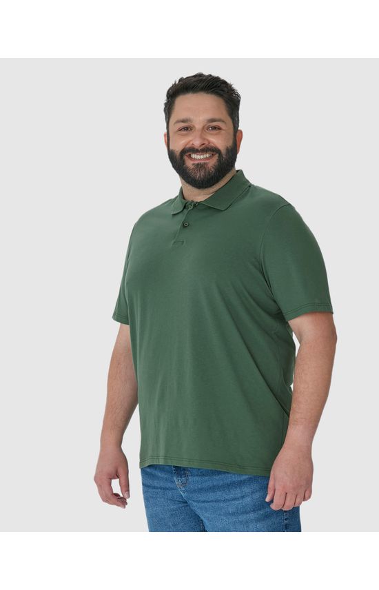 Camisa Polo Básica Masculina Plus Size Em Algodão