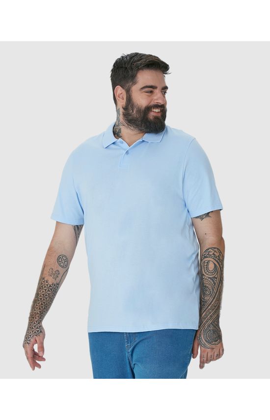 Camisa Polo Básica Masculina Plus Size Em Algodão
