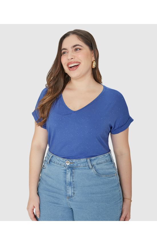 Blusa Básica Feminina Plus Size Decote V Em Viscose Botonê