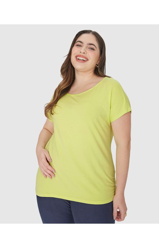 Blusa Básica Feminina Plus Size Manga Japonesa Em Viscose Stretch