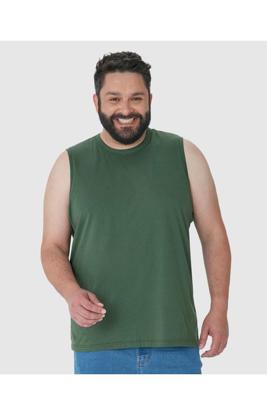Regata Básica Masculina Plus Size Cava Ajustada Em Algodão