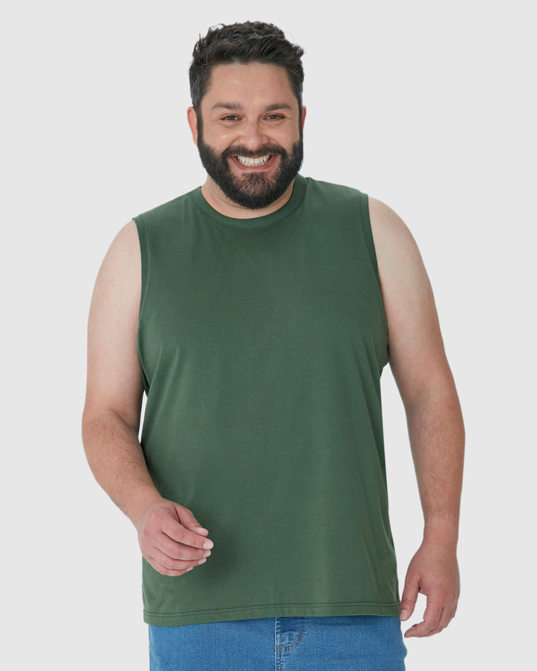 Regata Básica Masculina Plus Size Cava Ajustada Em Algodão - Imagem 13