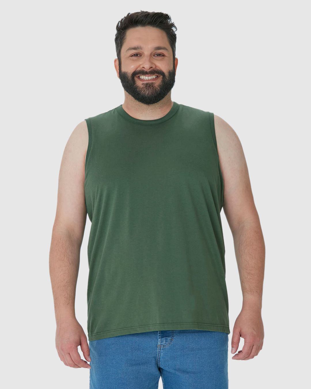 Regata Básica Masculina Plus Size Cava Ajustada Em Algodão - Imagem 16