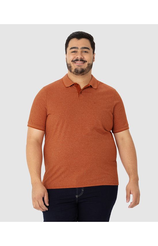 Camisa Polo Básica Masculina Plus Size Em Malha Rajada