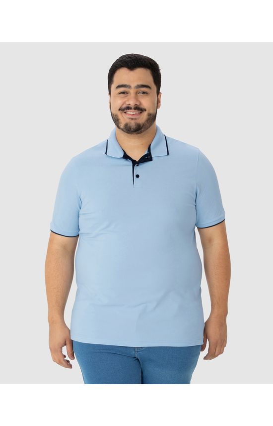 Camisa Polo Masculina Plus Size Em Piquet Stretch