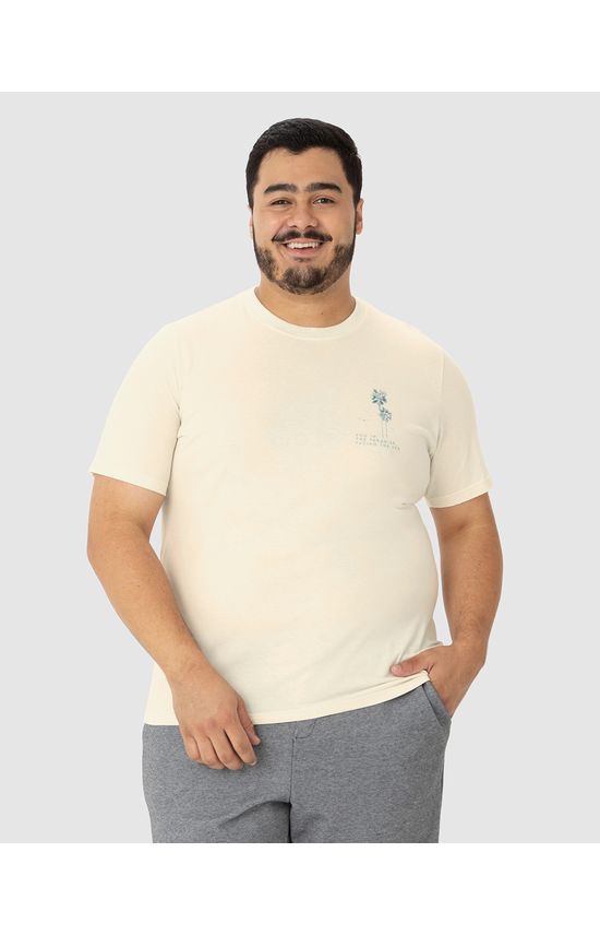 Camiseta Masculina Plus Size Estampa Frente E Costas Em Algodão