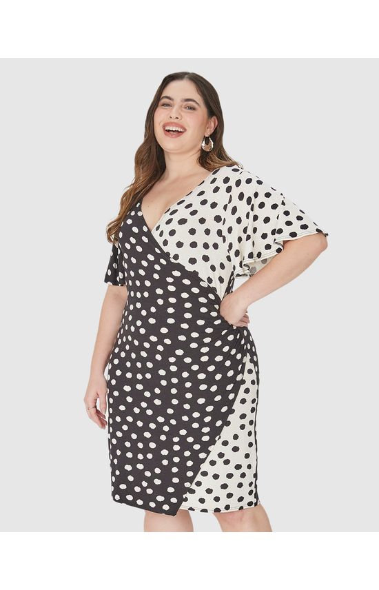 Vestido Feminino Plus Size Transpassado Em Malha Viscolinho Stretch