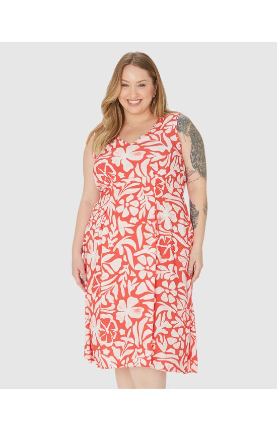 Vestido Feminino Plus Size Evasê Acinturado Em Viscose