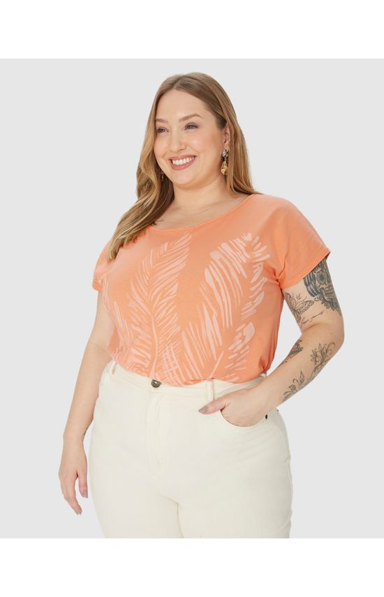 Blusa Feminina Plus Size Estampa Frontal Em Algodão