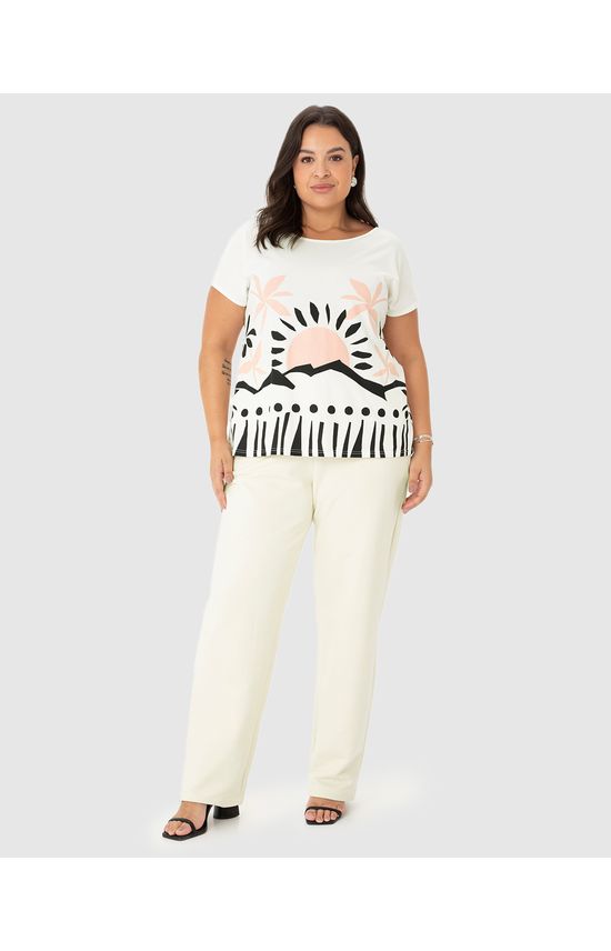 Blusa Feminina Plus Size Estampa Frontal Em Algodão