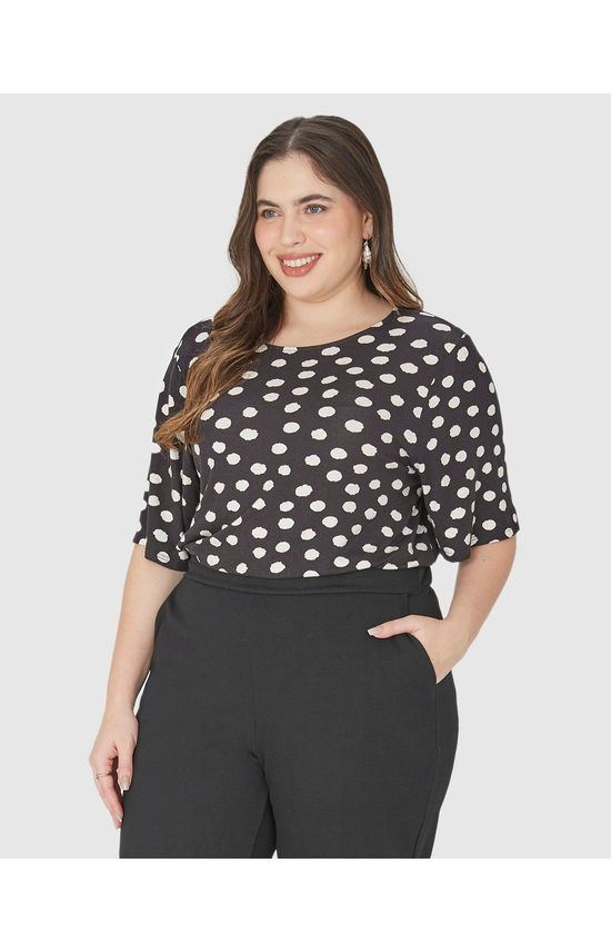 Blusa Feminina Plus Size Estampa Corrida Em Malha Viscolinho Stretch