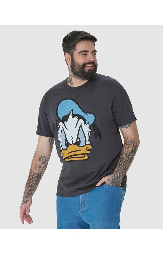 Camiseta Masculina Plus Size Pato Donald Em Algodão