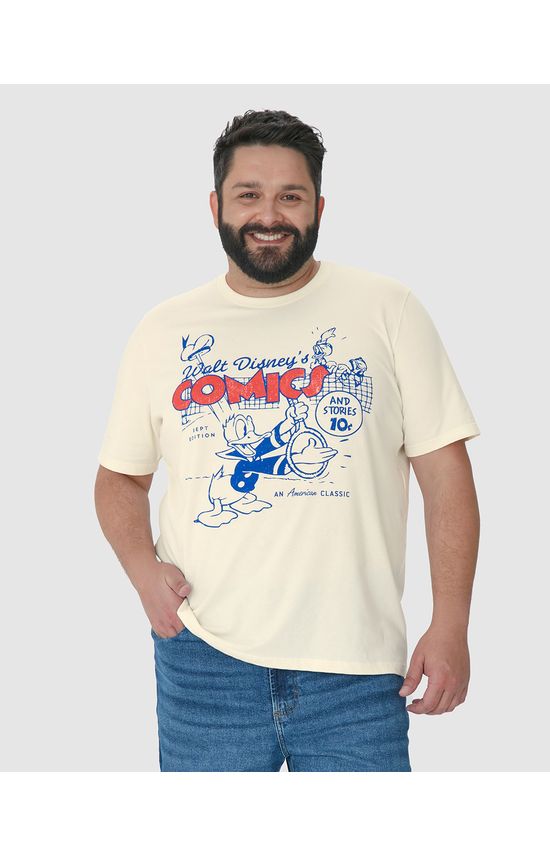 Camiseta Masculina Plus Size Pato Donald Em Algodão