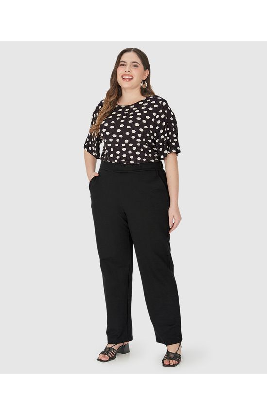 Calça Feminina Plus Size Alfaiataria Em Moletom Sarjado