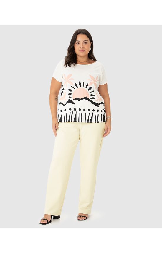 Calça Feminina Plus Size Alfaiataria Em Moletom Sarjado